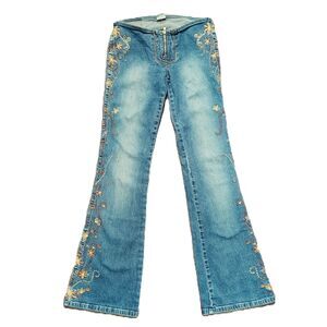 VTG Z. Cavaricci 90's Low Rise Embroidered Bootcut Sz 5 Women's Jrs Jeans